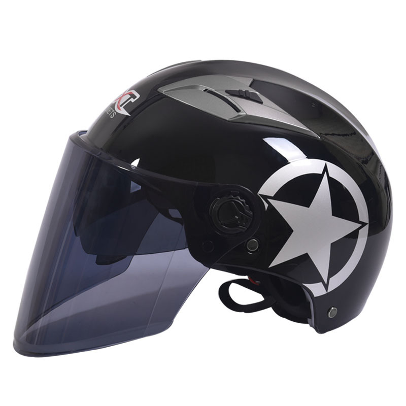 gxt头盔骑行头盔夏盔半盔双镜片防紫外盔电动车头盔