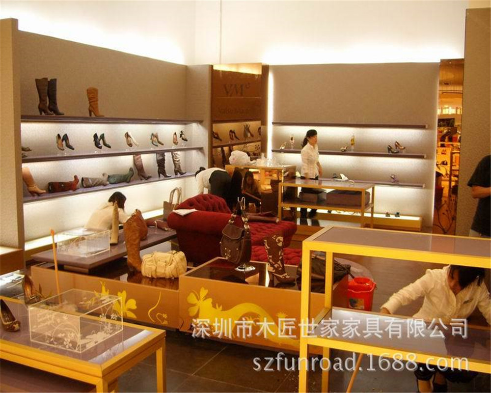 vme女鞋合作厂家 专业定制舞魅女鞋陈列柜 木质展示鞋柜 精品展柜