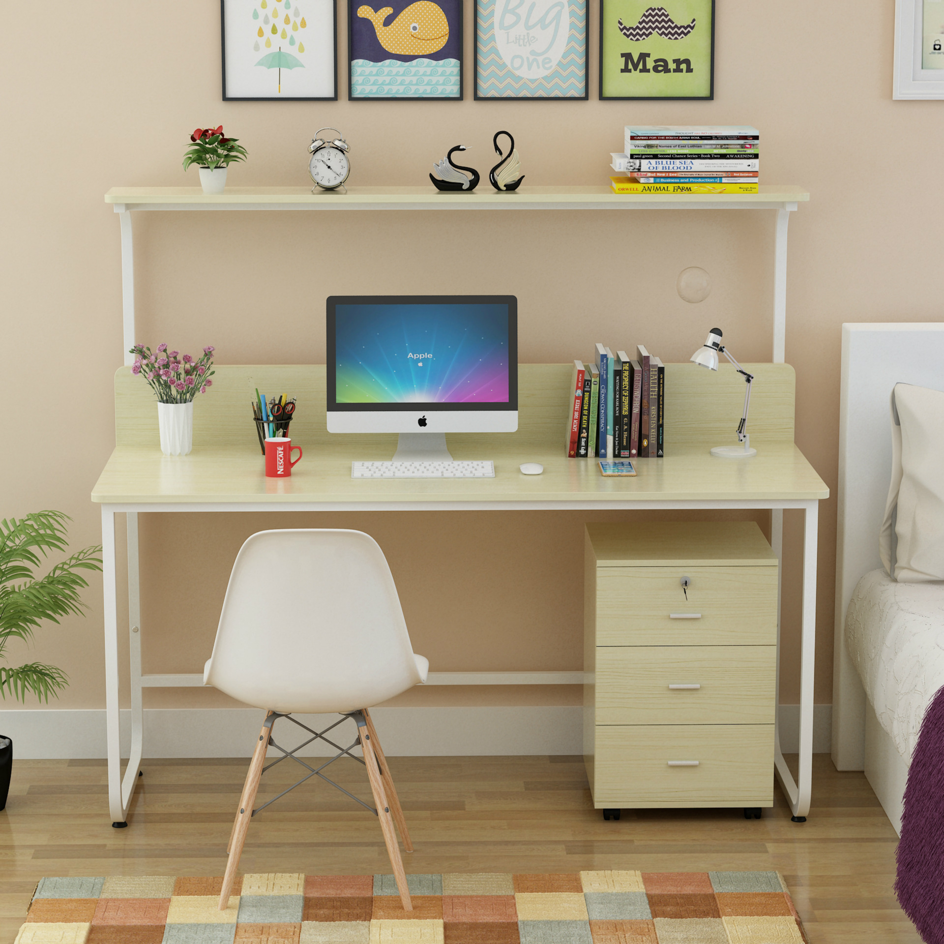 简约书桌多功能电脑桌台式家用儿童桌子学生写字台桌子厂家批发