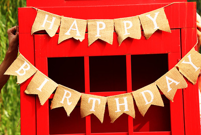 happy birthday party 燕尾拉旗 生日派对装饰用品三角旗可定制