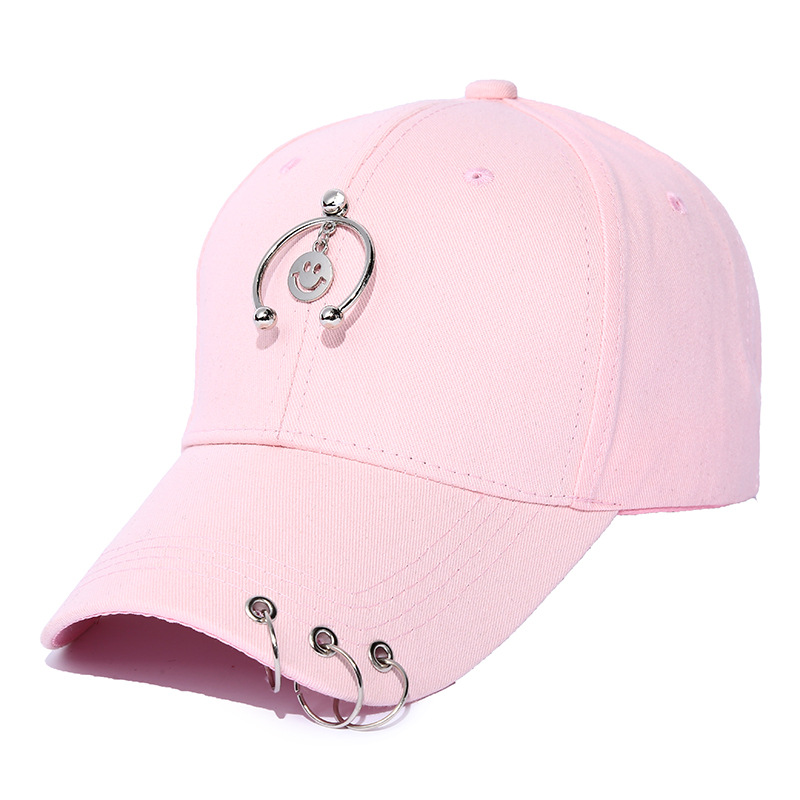 Spring New Iron Hoop Smiley Baseball Cap Curved Brim Peaked Cap Fashion Student Men and Women Couple Hat Wholesale