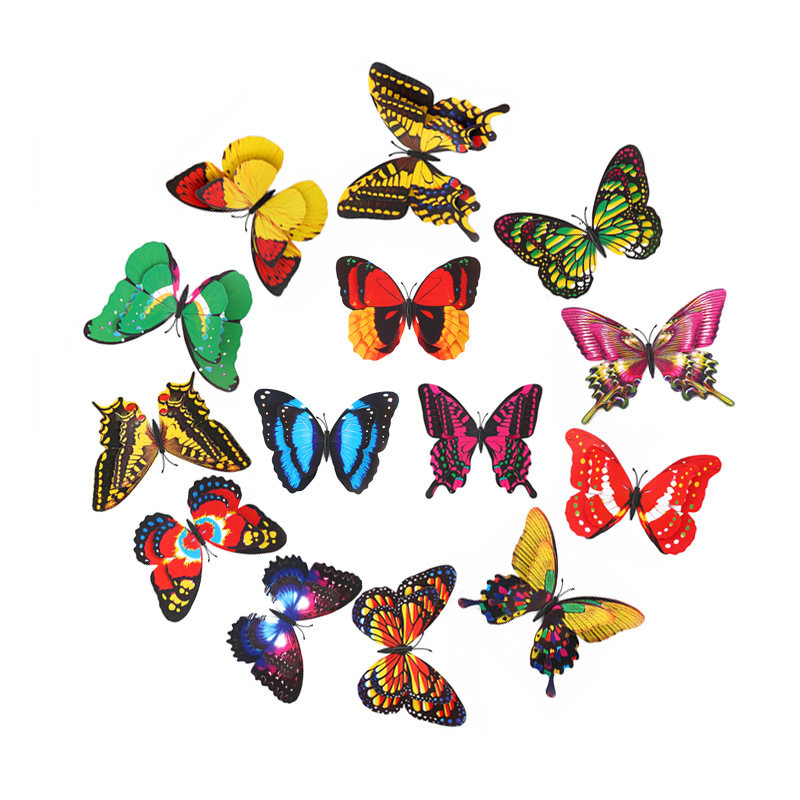 Double Layer 22 + 15cm Color Simulation Butterfly Simulation Craft Gardening Plug Park Tourist Attractions Decorative Butterfly