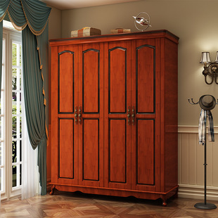 特价  北方老榆木免漆环保衣柜新中式卧室顶箱柜 经济型卧室家具
