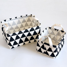 新款北歐幾何棉麻收納筐布藝收納籃桌面收納盒