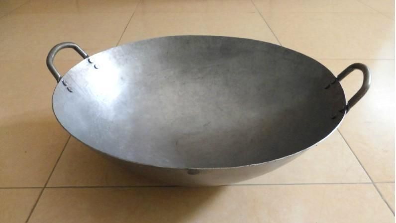 广式手打锅双耳加厚锅熟铁锅酒店厨房用品手打铁锅无涂层锅安全