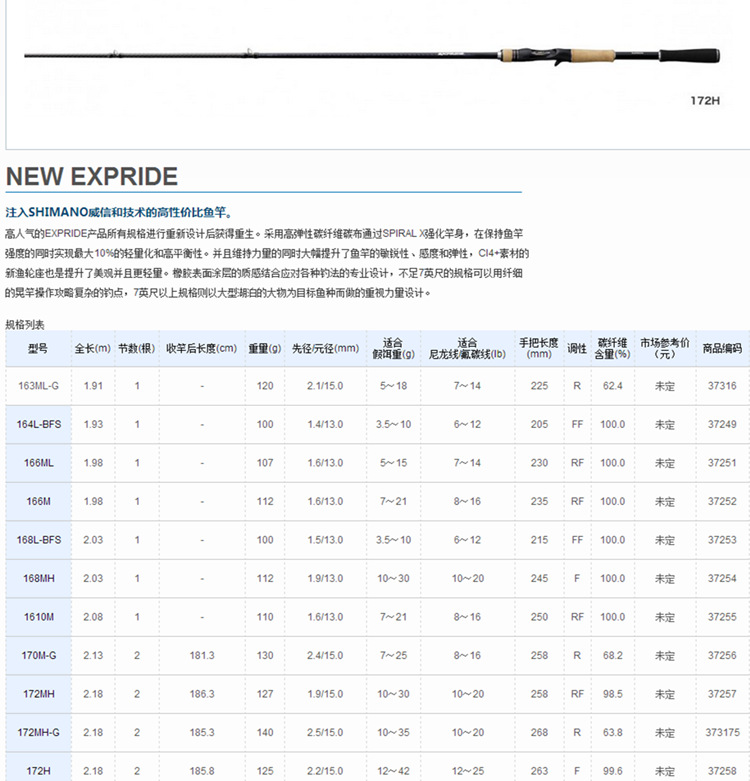 shimano禧玛诺2017新款路亚竿expride碳素钓竿渔具正品喜马诺长杆
