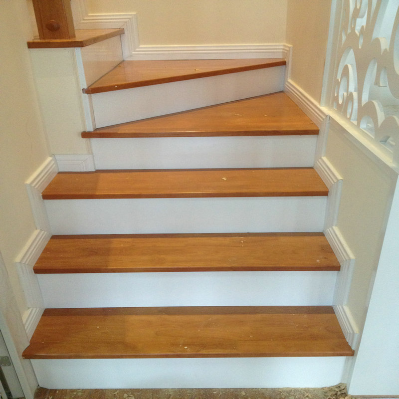 阁楼复式橡胶木整梯 室内家用橡胶木水泥基层楼梯实木楼梯定做