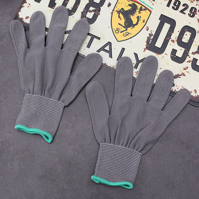 厂家直销防护手套电子无尘人工锁边黑色13针尼龙手套胚劳保手套