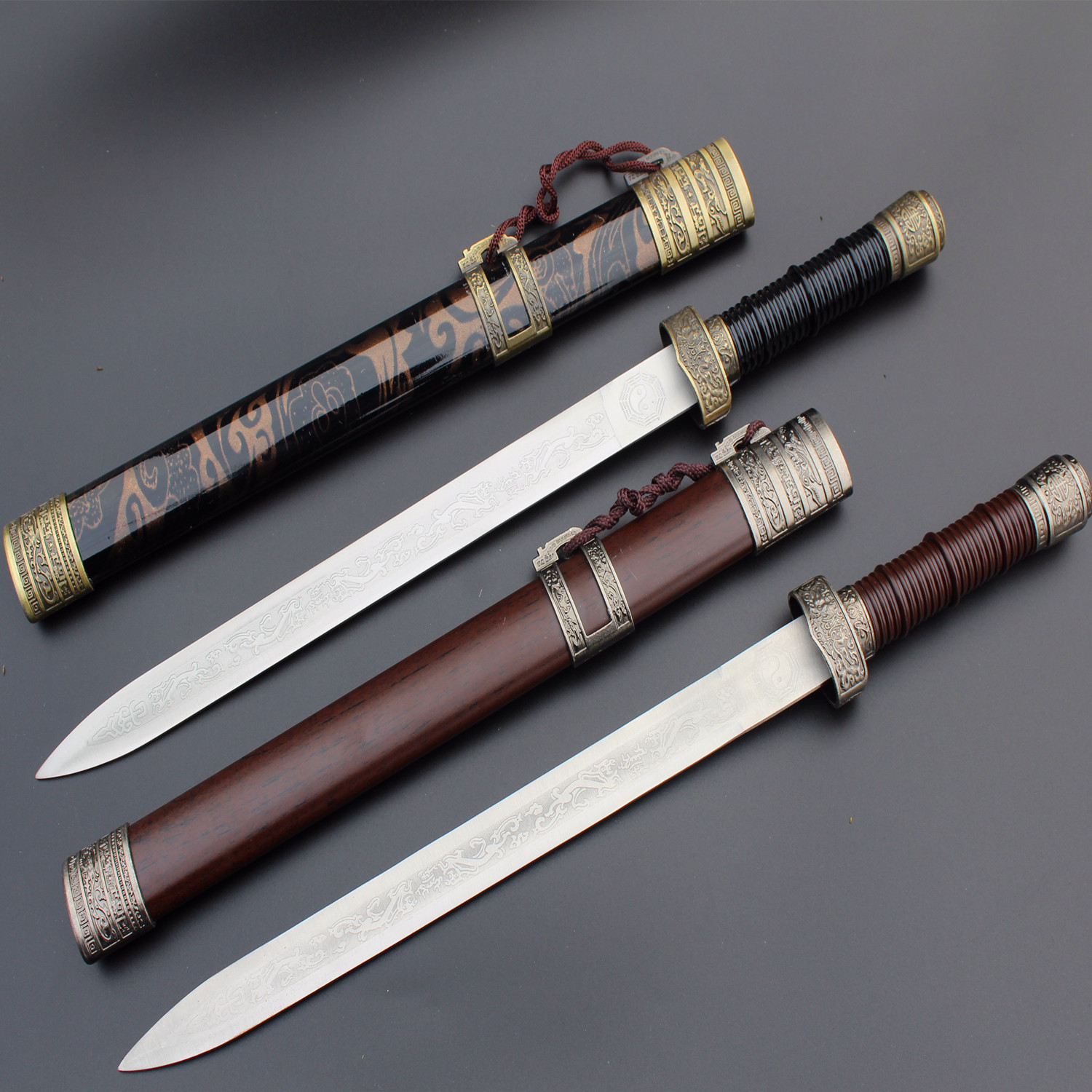 龙泉宝刀 卧龙古剑 高档木纹刀剑 镇宅风水剑 花纹钢硬剑未开刃