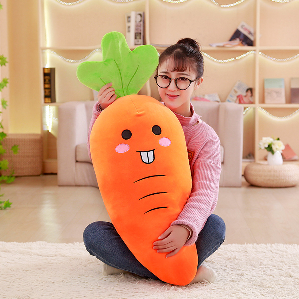 可爱蔬菜胡萝卜抱枕及软羽绒棉公仔大萝卜布娃娃公仔创意生日礼品