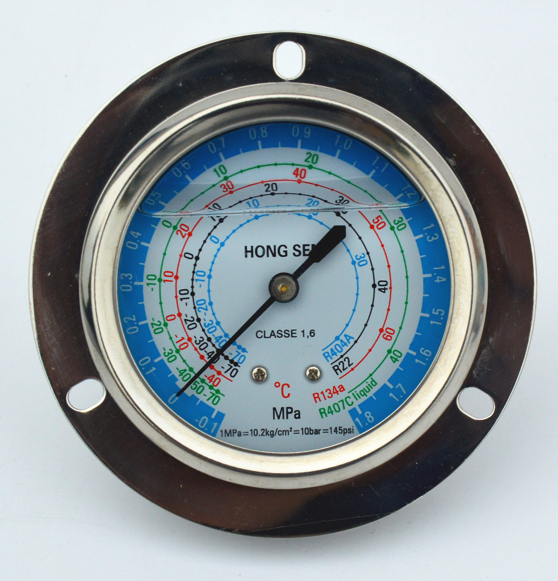 鸿森冷媒油压力表 空调冷库制冷机组螺纹低压雪种耐震轴向压力表-阿里