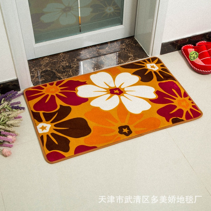 Coral Fleece Pattern Carpet Floor Mat Kitchen Bathroom Bathroom Step Mat Doorway Door Mat Dirt Trap Mats