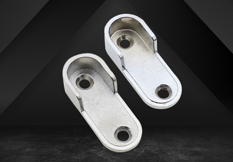 锌合金衣柜挂衣杆法兰座衣杆托衣通杆扁管座柜内五金配件加厚通用