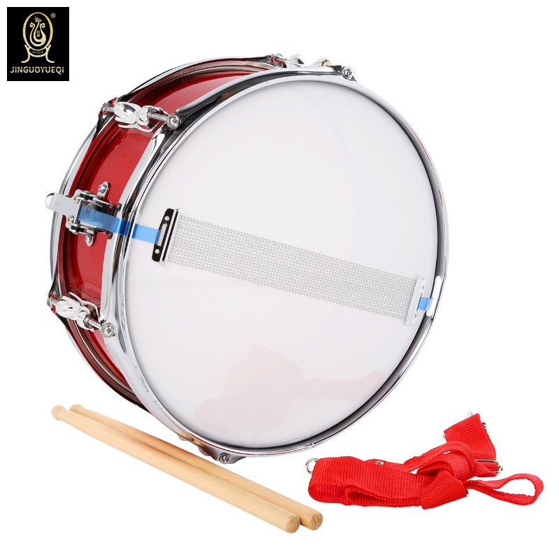 金果乐器厂家供应13英寸大红色小军鼓 双音鼓 队鼓 学生鼓