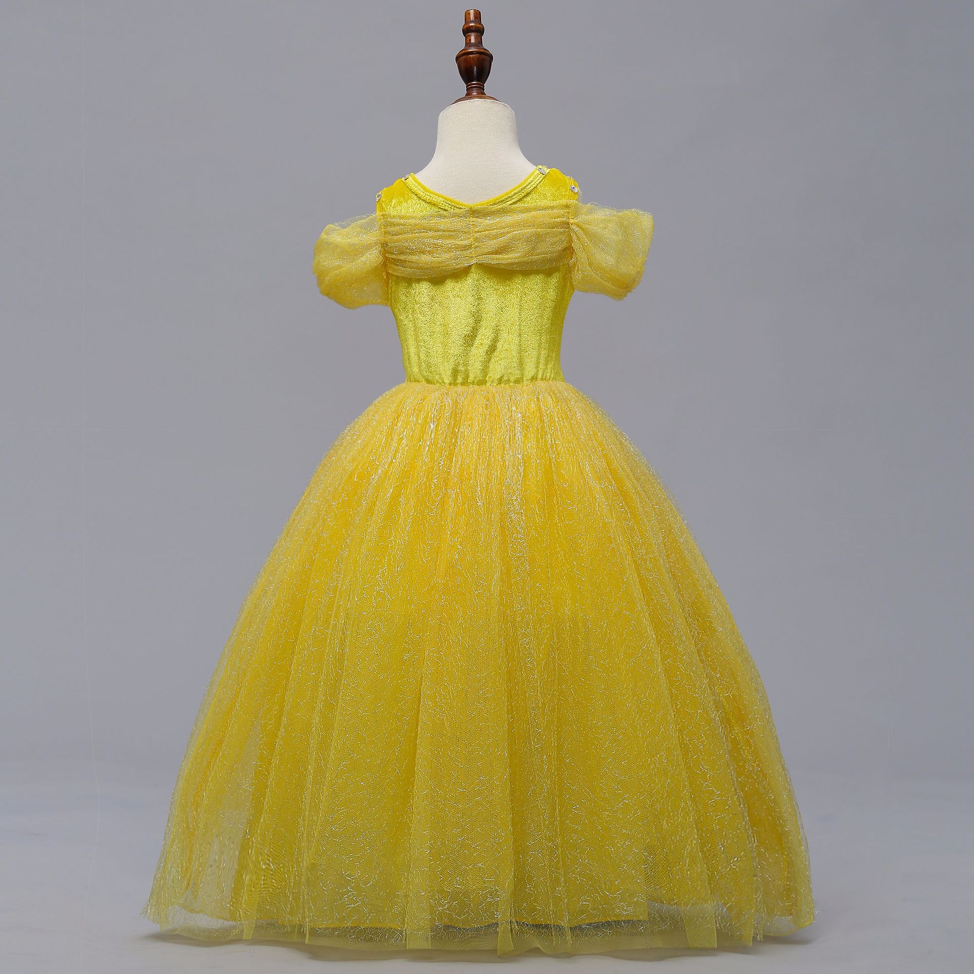 2018灰姑娘公主裙蝴蝶装饰长裙女童短袖蓬蓬裙六一演出服儿童礼服