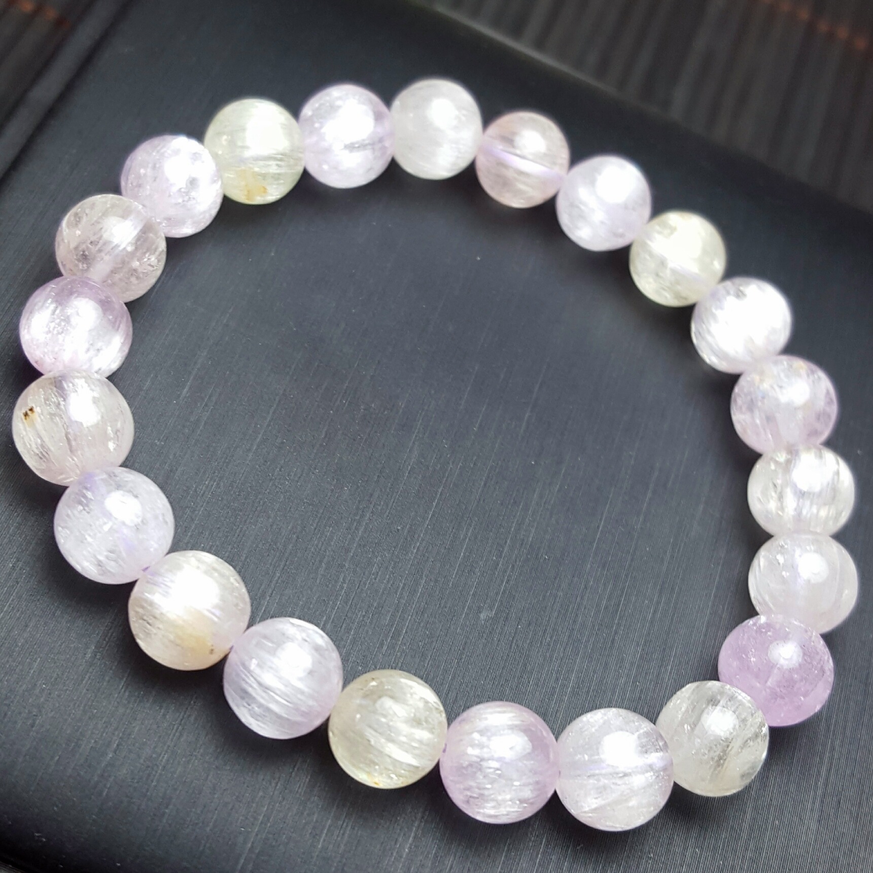 紫锂辉圆珠单圈手链·一物一图 男女通用水晶圆珠手链