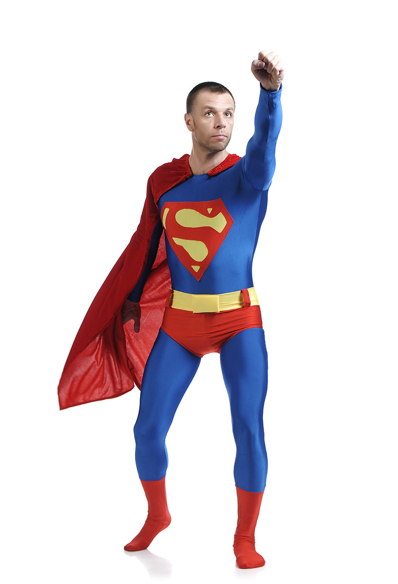 亚马逊货源万圣节舞台演出服cosplay超人动漫服装superman连体服