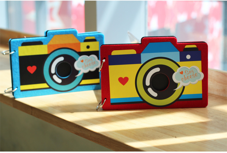 顽创意 相机毛毡插页式相册diy拍立得批发宝宝成长记录纪念册