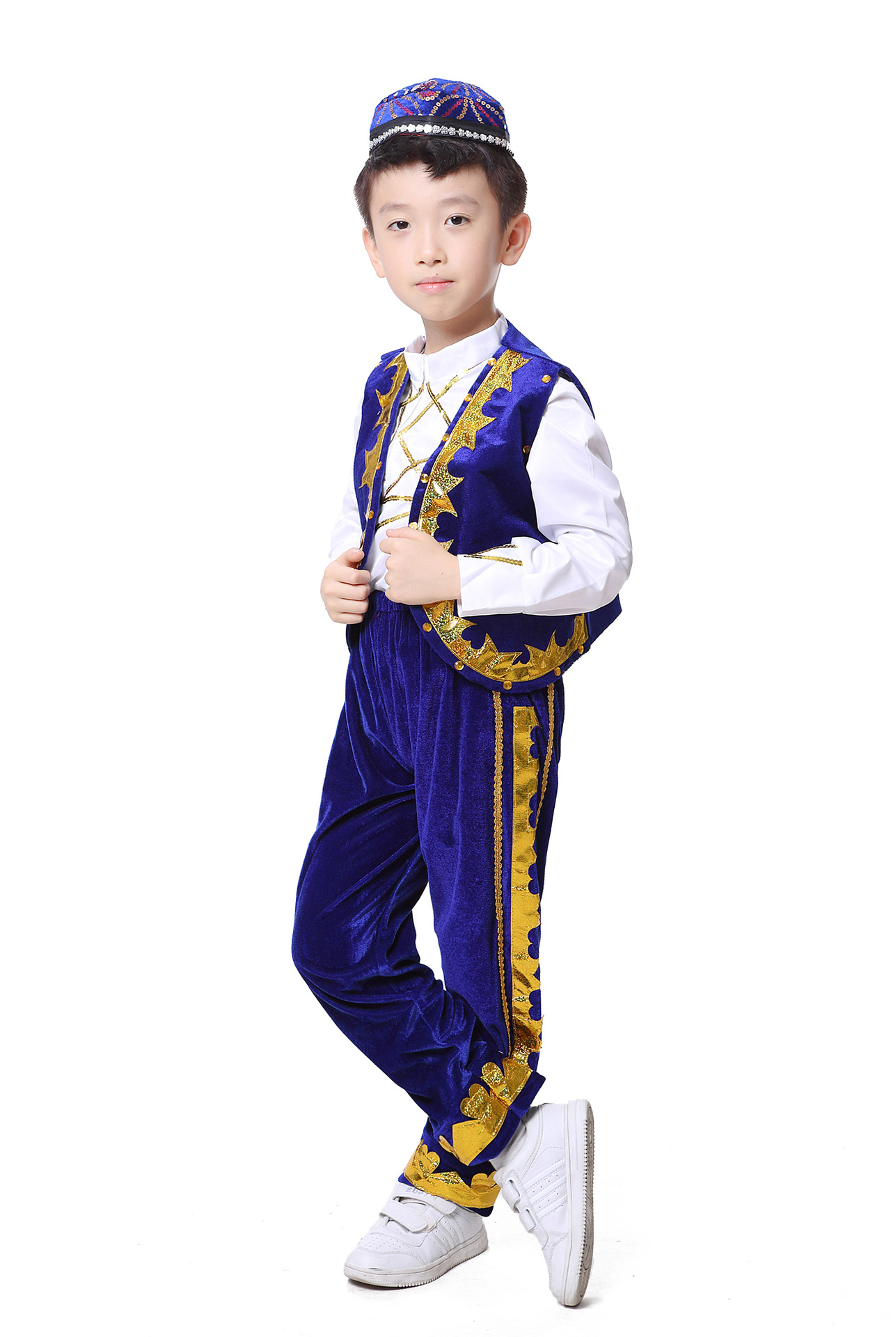 新款新疆男少数民族表演维吾尔民族舞蹈服成人舞台服