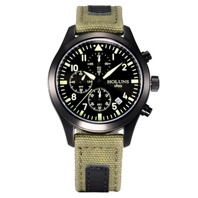 holuns/豪伦诗手表夜光男士多功能石英表军表运动计时防水男表
