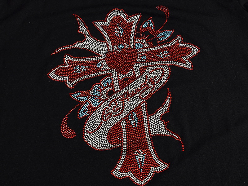 直销男女同款十字架t恤 烫钻工艺短袖t恤 100%丝光棉宽松半袖