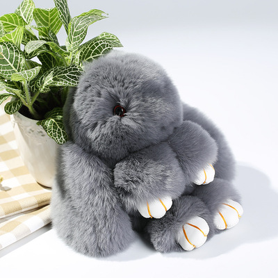 跨境专供卡通可爱装死兔小兔子公仔钥匙扣汽车钥匙链包包挂件