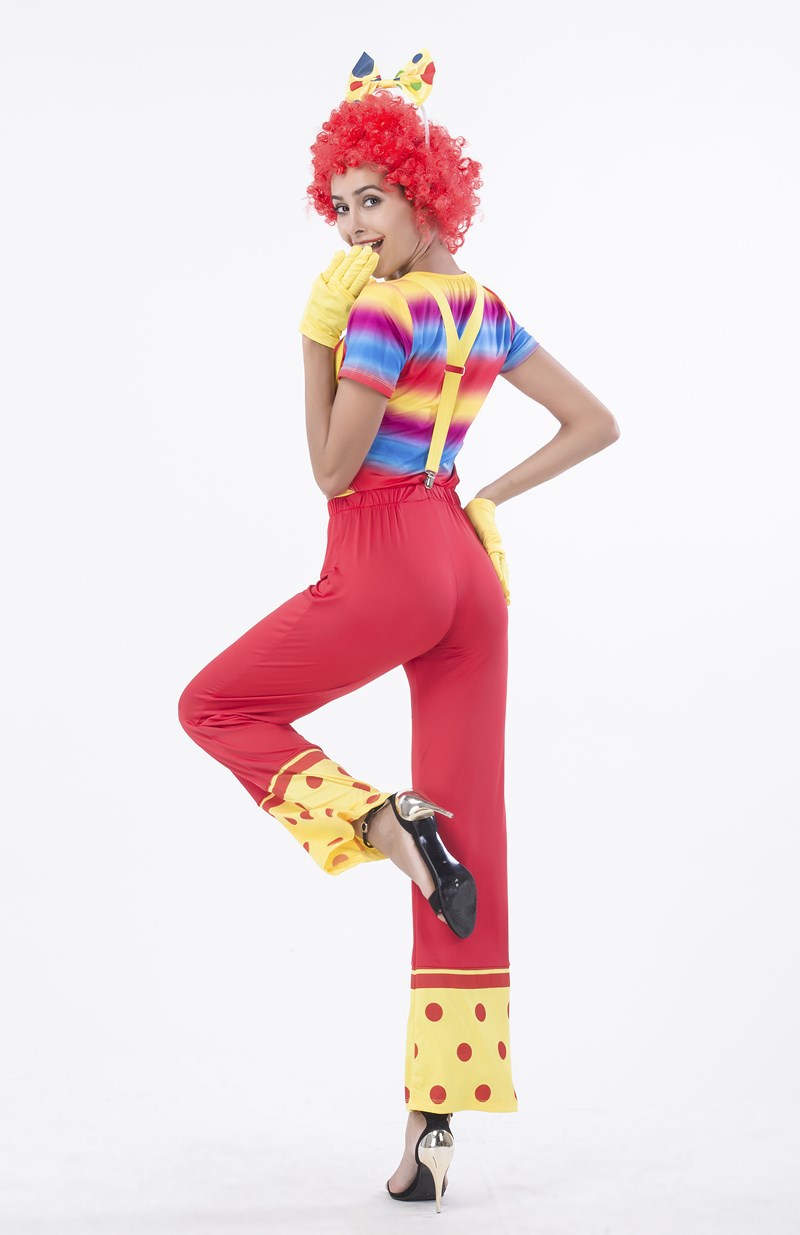 万圣节魔术师情侣男女小丑服套装表演服条纹格子背带裤马戏团服装