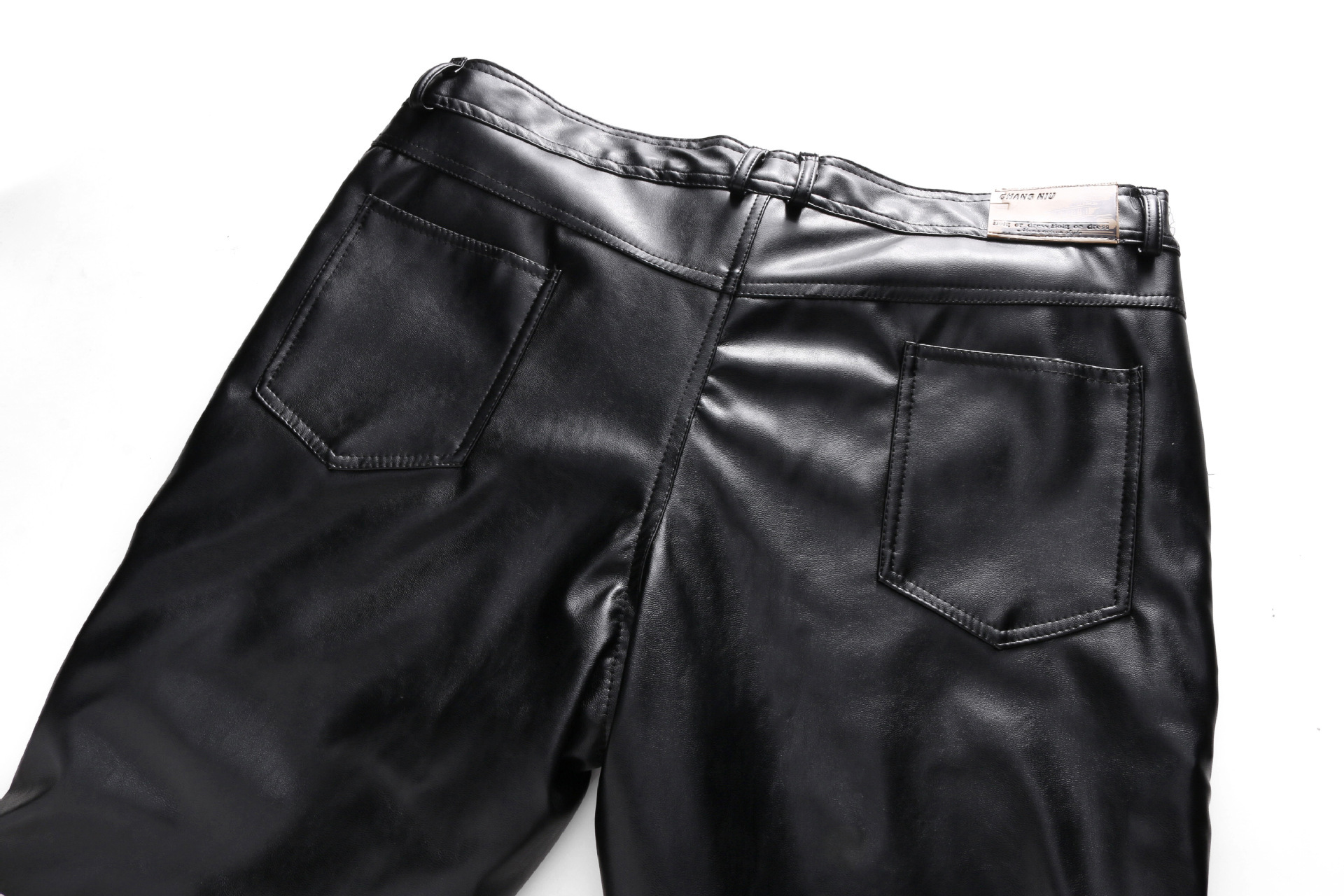 2018冬季休闲皮裤 跑江湖pu男皮裤 中老年防寒加绒加厚保暖机车裤