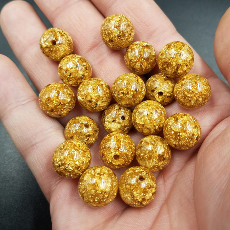 散珠批发 金色圆珠散珠 金箔珠子 珠宝菩提配件散珠批发-阿里巴巴