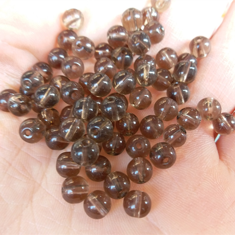 厂家批发 6毫米茶色圆珠散珠批发 茶晶珠子散批