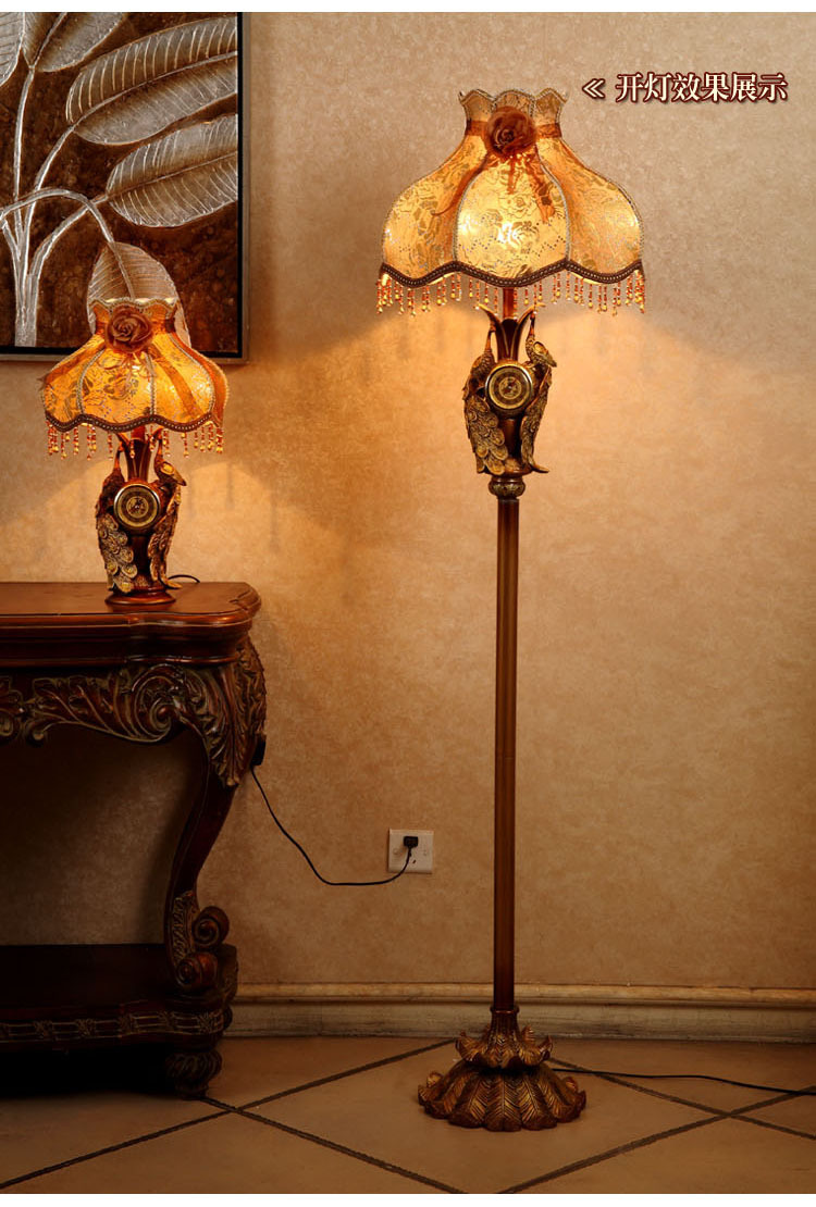 欧式落地灯美客厅卧室北欧复古床头卧室简约酒店复古时尚装饰创意