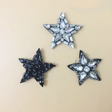 厂家手工钉珠布贴服装辅料玻璃水钻五角星衣服鞋帽包饰品袜子diy