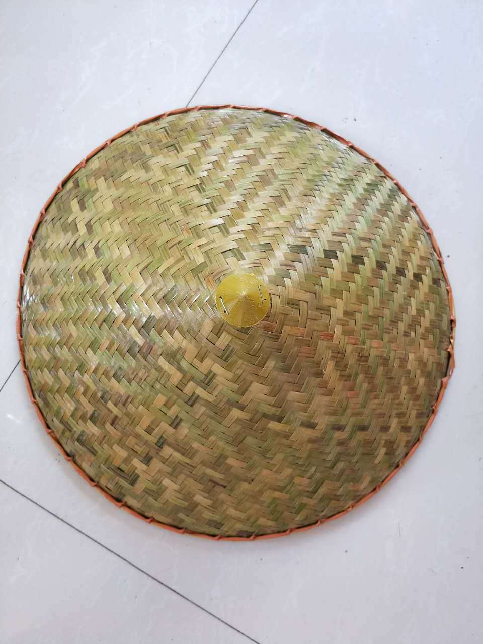 细蔑纯手工竹硬竹包边 扎口中竹青帽 竹制斗笠透气清凉遮阳防雨帽