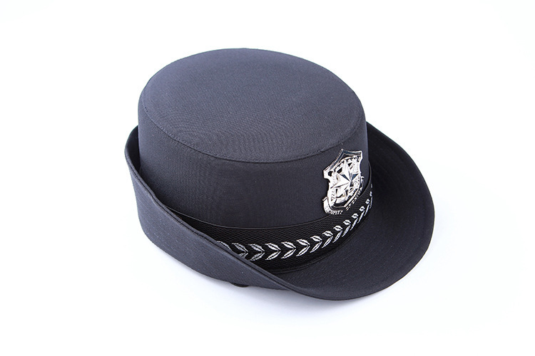 新式女款保安卷檐帽女式保安卷沿帽子保安执勤帽子老式女士大檐帽