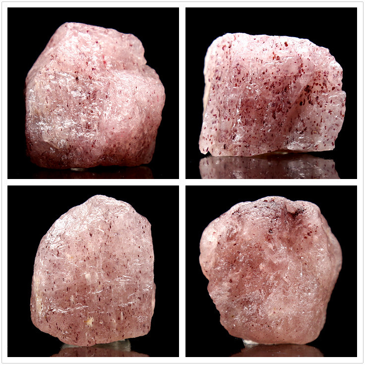 天然草莓晶原石diy饰品吊坠戒指原矿水晶毛料矿物晶体教学标本