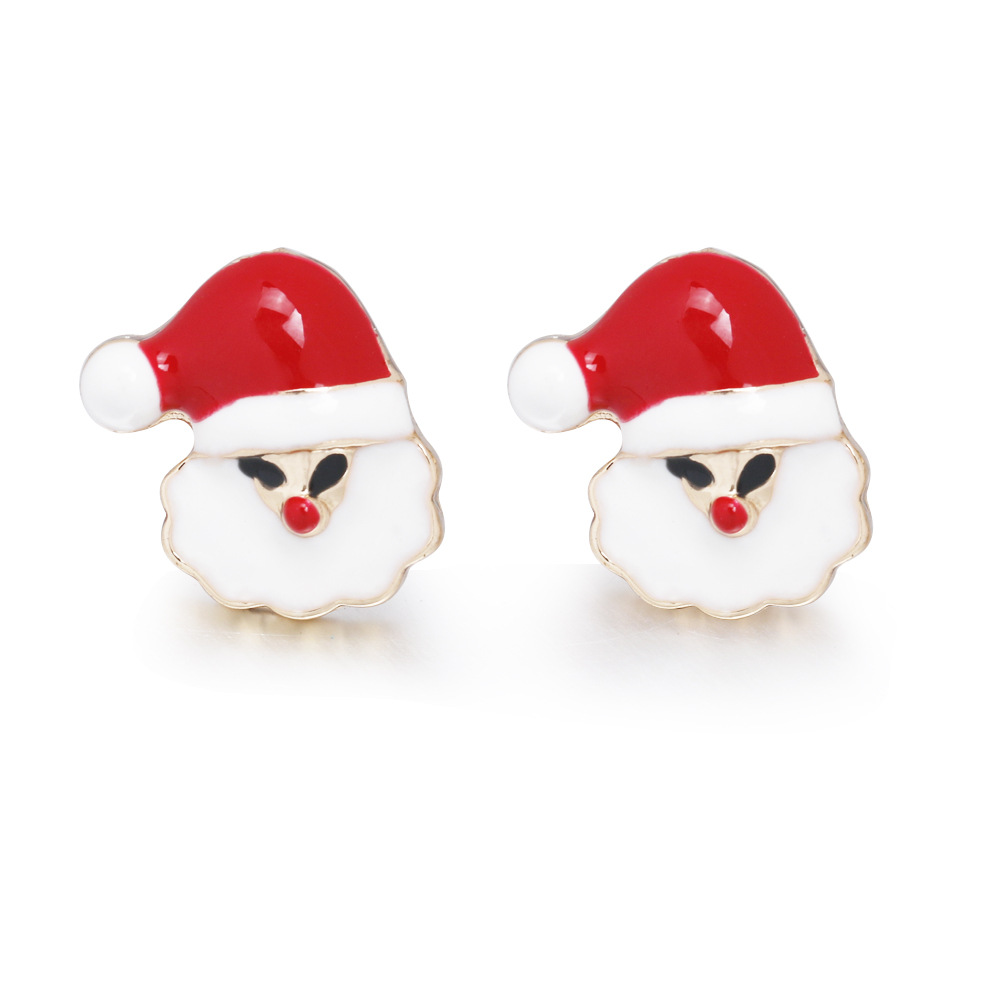 2018欧美跨境货源圣诞新品时尚卡通圣诞老人耳钉节日礼物雪人耳饰