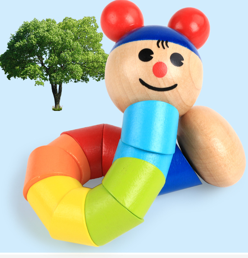 木制 百变扭扭人 公仔娃娃 婴幼 0-6岁早教 益智 抓握 安抚玩具