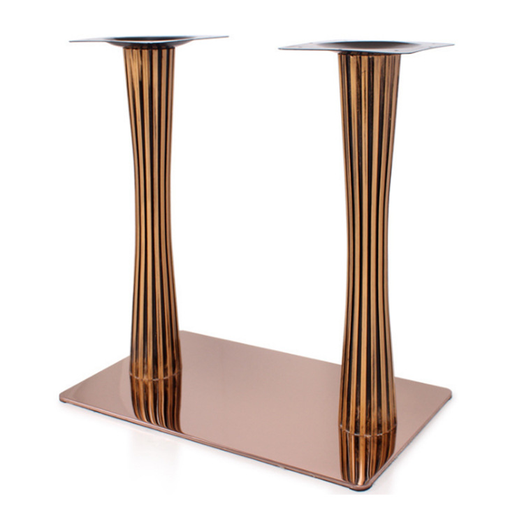 铝合金五金底盘双柱方形吧台不锈钢底座金属桌子腿餐桌脚