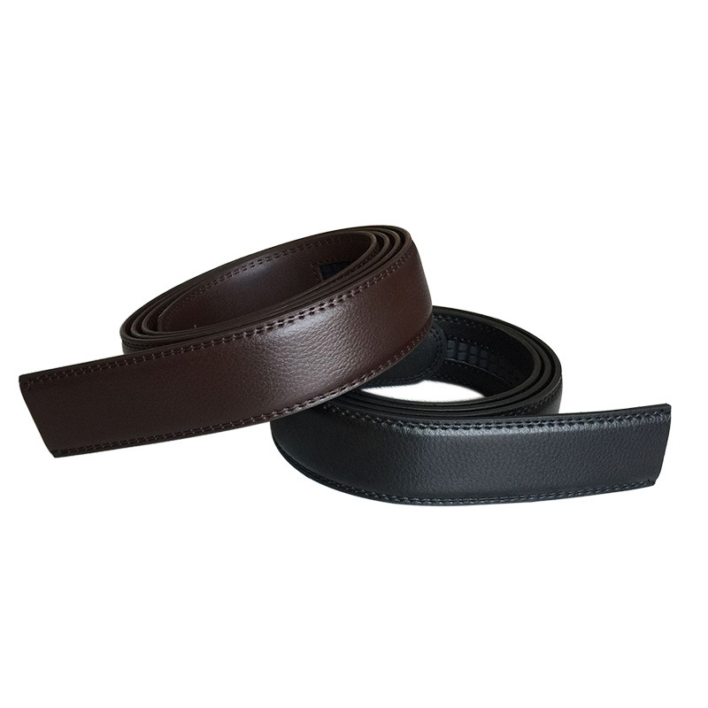 Factory Men's Leather Belt Wholesale Two-Layer Cowhide Belt Men's Middle-Aged Casual Pants with Strip without Buckle