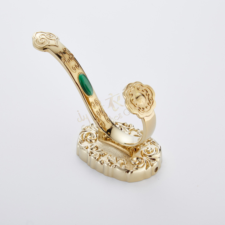 免钉欧式浴室金色亮铬如意衣钩卫生间客厅门后衣帽钩排钩墙壁挂勾