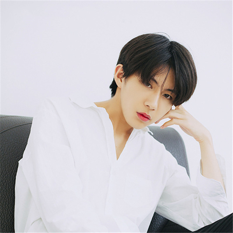 lazada现货韩国帅气女男士假发短直发中分刘海高温丝化纤假发头套