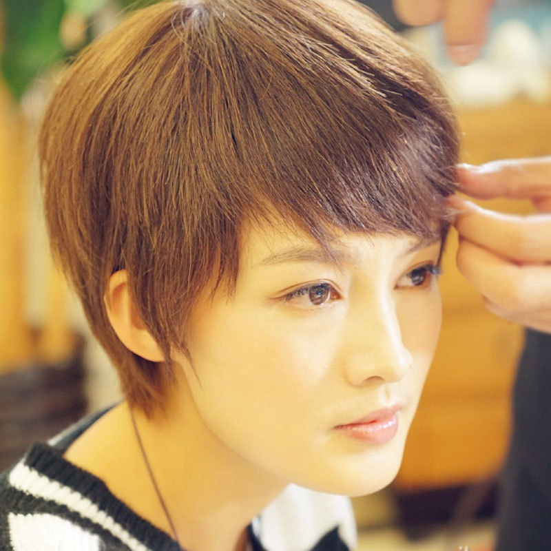 工厂批发假发女短发短直发可爱帅气斜刘海bobo头短碎发明星同款