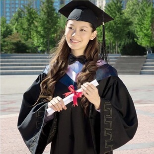 国标本科精品男女学士服毕业礼服批发黑色学位服套装