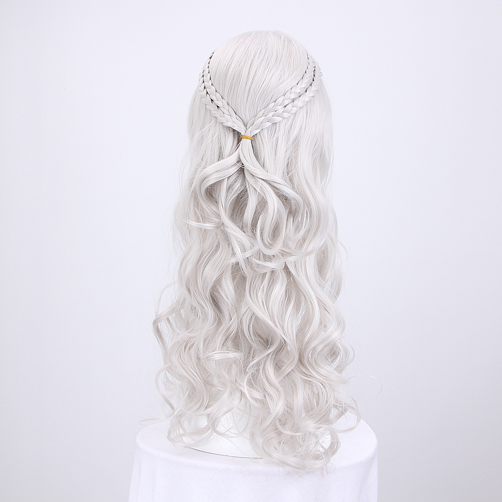 权利权力的游戏假发龙女cos龙妈龙母cosplay银灰色手工辫子卷发