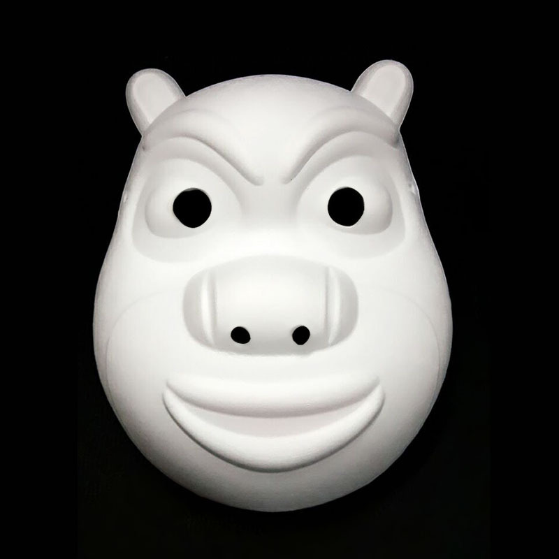 创意环保纸浆儿童面具 幼儿园绘画脸谱diy白色动物手绘面具批发
