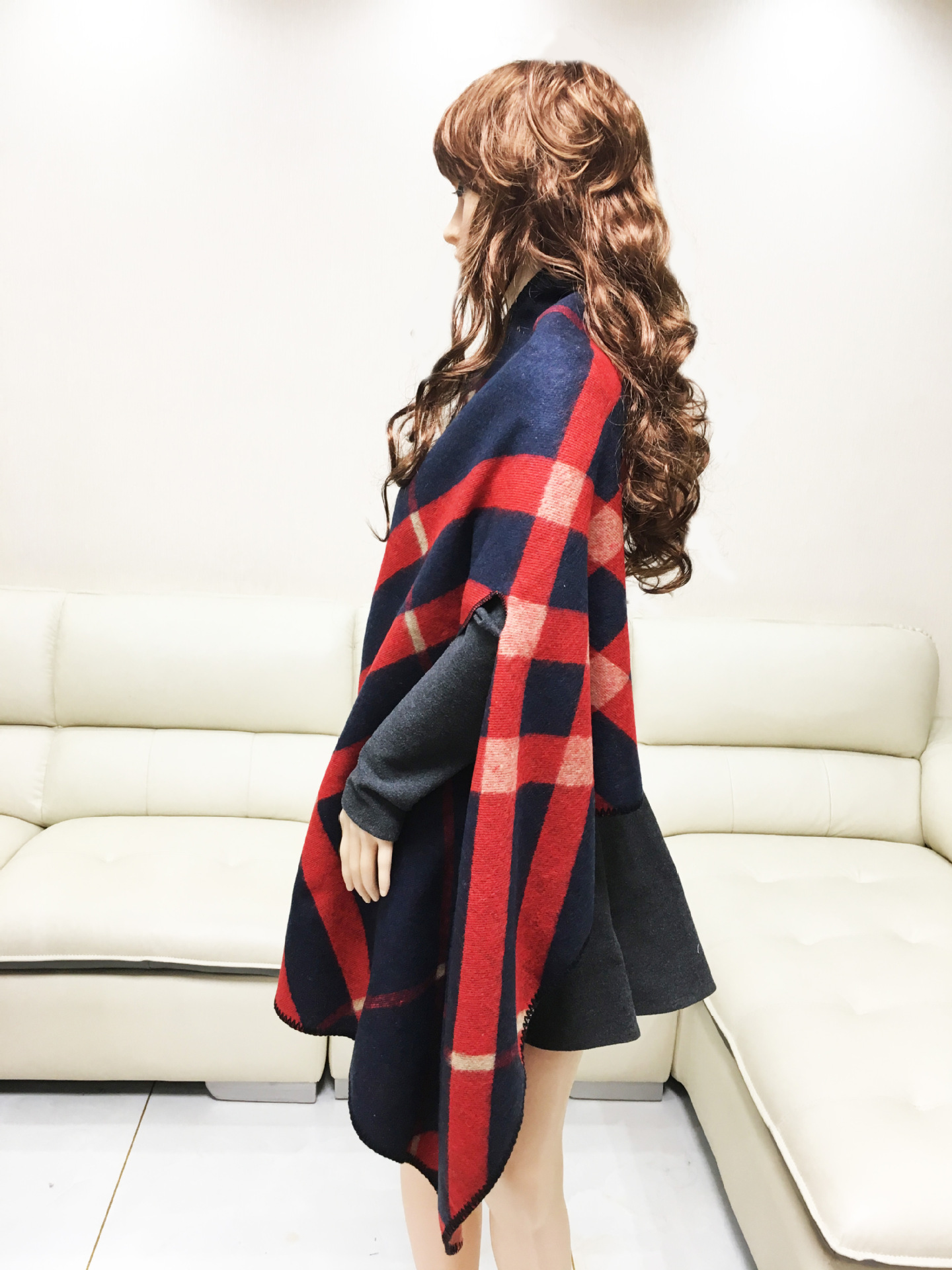 秋冬仿羊绒双面斗篷披肩两用百搭长款加厚保暖芭格围巾爆款