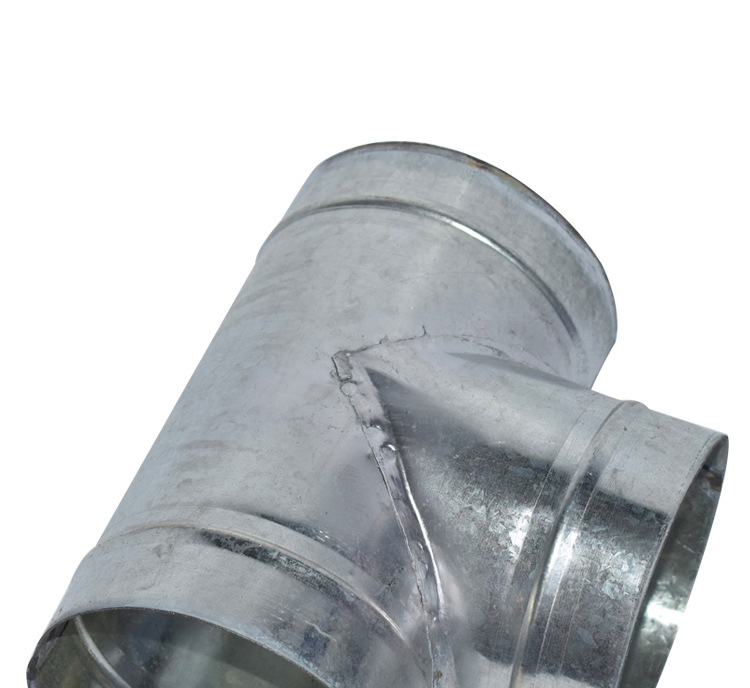 白铁皮正三通新风系统配件 白铁皮t三通 螺旋风管 加工镀锌正三通