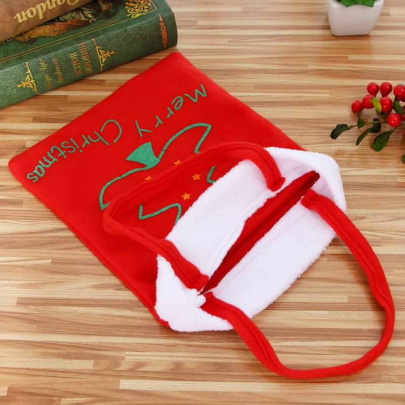 Christmas Decorations Red Flannel Fabric Printing Christmas Bag Children's Holiday Christmas Backpack Candy Bag Wholesale