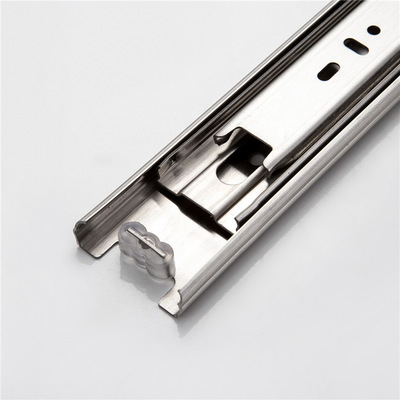 不锈钢滑轨 家具抽屉滑道三节滚动滑动导轨 拉丝不锈钢三折钢珠轨