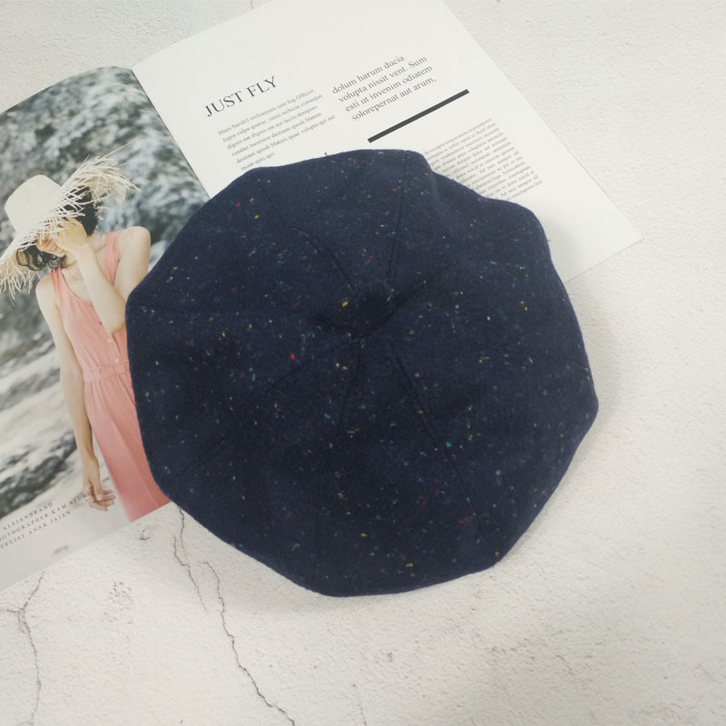 韩版秋冬折叠小清新百搭八角帽彩色点点复古贝雷帽休闲画家帽潮女